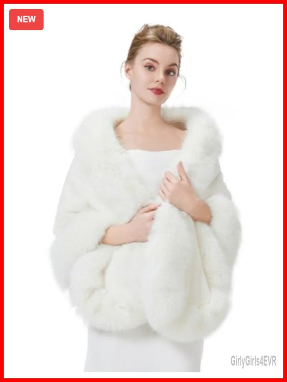 Faux Fur Shawl Wrap Stole for Bridal Wedding Evening Formal Party